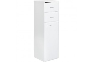 Armoire haute Serie MAC 1 porte 2 tiroirs blanc brillant ouvert. gauche lxHxP 300x984x320 mm