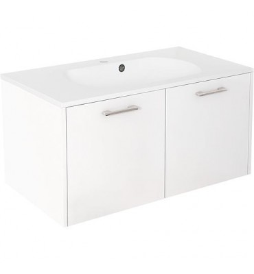 meuble sous vasque+vasque fonte minerale ENI blanc brillant,2 portes 900x459x500 mm